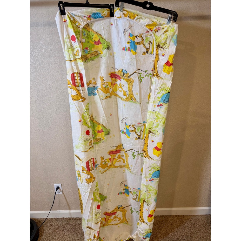 Vintage 1970s Sears Perma-Prest Winnie the Pooh Crib Sheet Disney Characters 70s - Picture 8 of 14